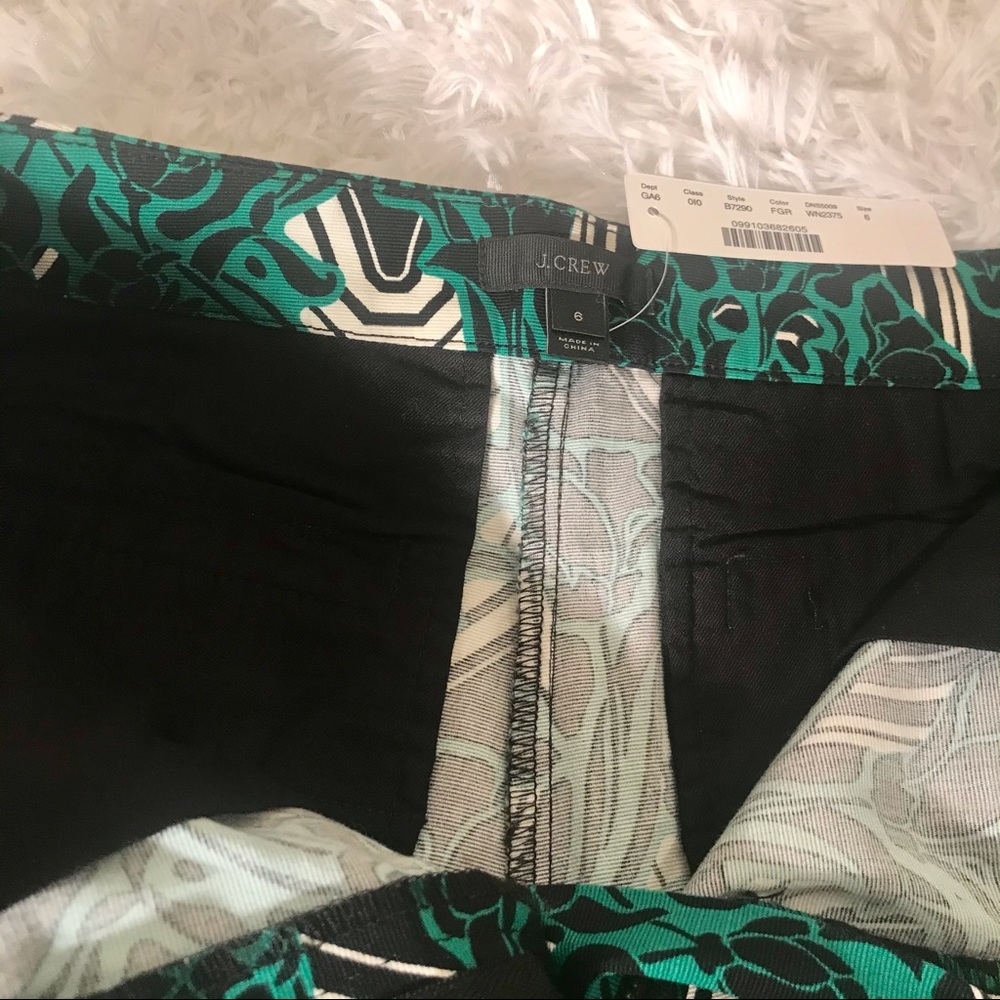 J. Crew Green High-Waist Piped Pattern Shorts Sz 6 - Picture 8 of 9